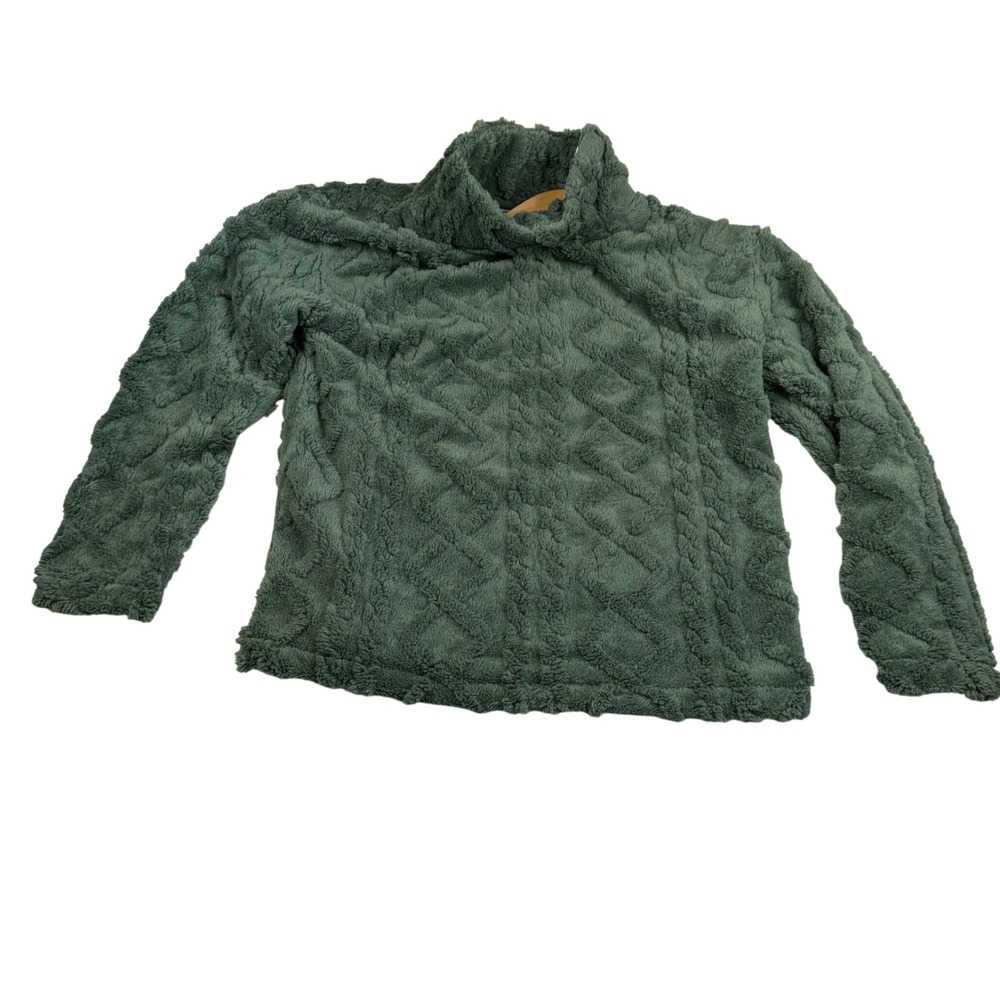 Eddie Bauer Women S Sage Green Cable Fleece Funnel Neck Pullover 1905755
